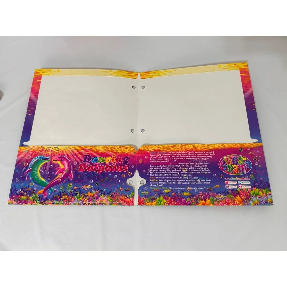Lisa Frank Y2K 2-Pocket Folder Dancing Dolphins and Coloring Book Bundle